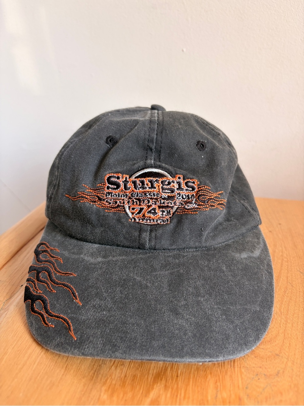 Sturgis Motor Classic 2014 South Dakota Dark Gray Flame Baseball Cap 74th annual